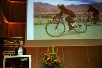 Woman speaking at a conference