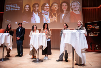 Panellists on a stage