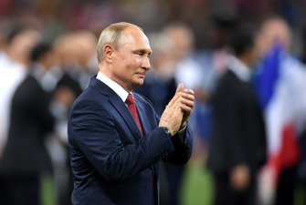 Putin at the football World Cup finale in 2018