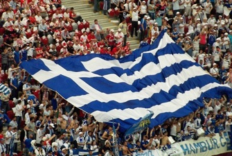 Football stadium with greek flag