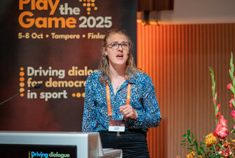 Woman speaking at podium