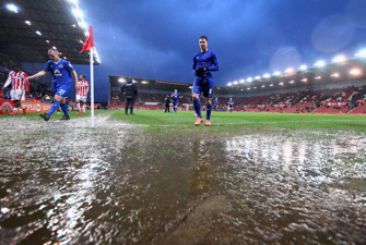 Rainy football pitch