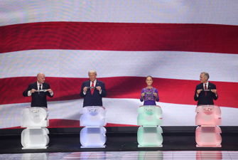 Four people on a stage